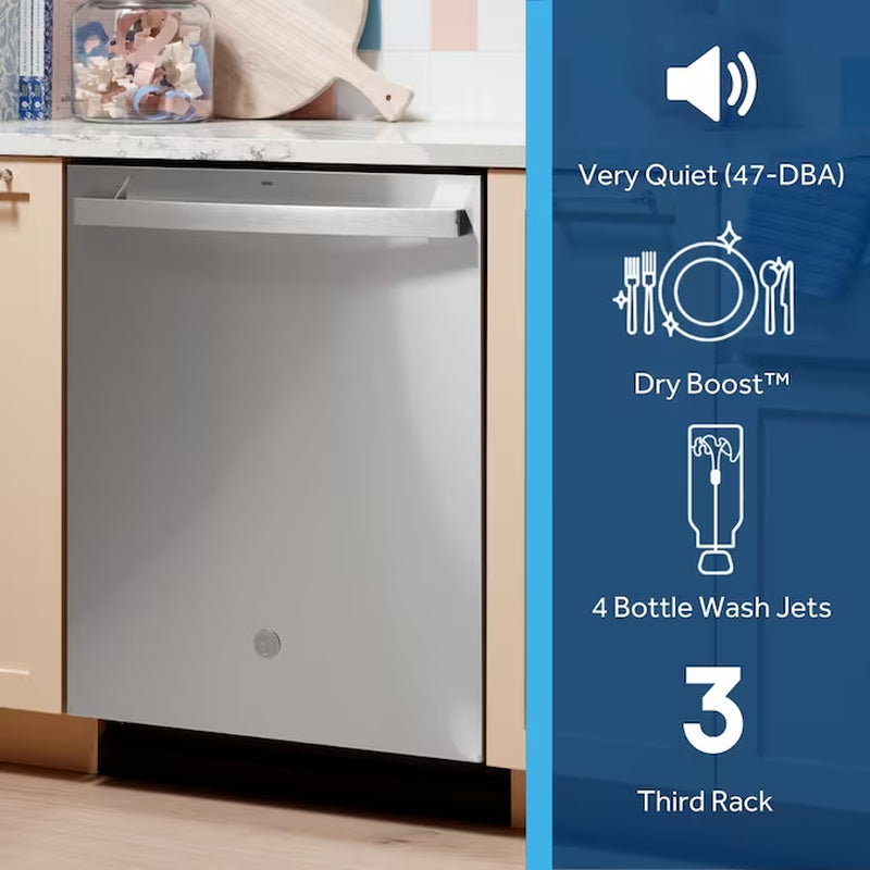 Dry Boost 24 Inch Top Control Built-In Dishwasher with Third Rack ( Slate ) ENERGY STAR Certified 47-Decibel Very Quiet Sound Level