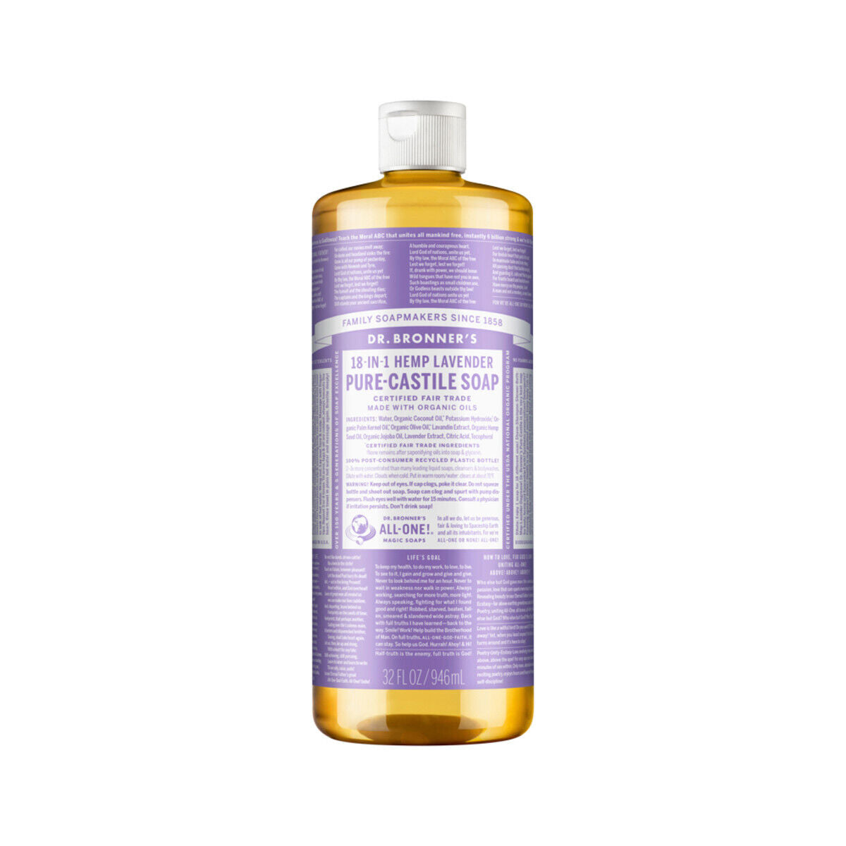 Dr. Bronner'S Pure-Castile Soap Liquid 18-In-1 Hemp Lavender All Sizes Bronners