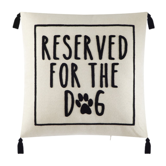 Black and White Reserved for Dog Square Decorative Pillow, 18 in X 18 In, Polyester Fill